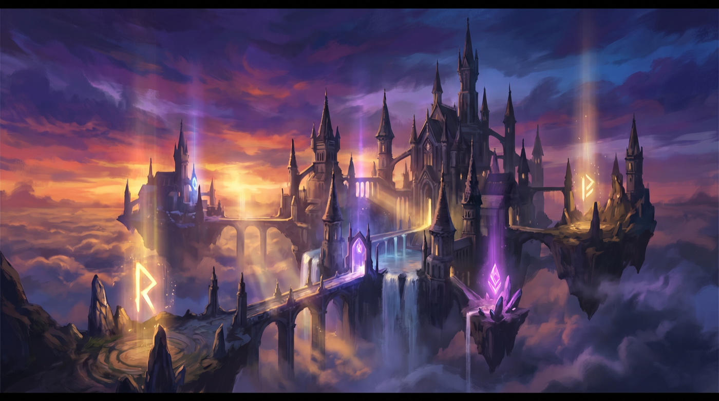 AI-generated fantasy floating city artwork created with Goddo